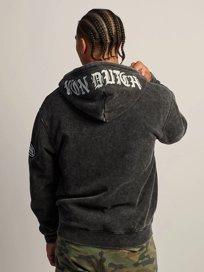 VON DUTCH SWEAT À CAPUCHE DÉLAVÉ DEMI-ZIP