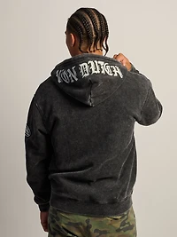 VON DUTCH SWEAT À CAPUCHE DÉLAVÉ DEMI-ZIP