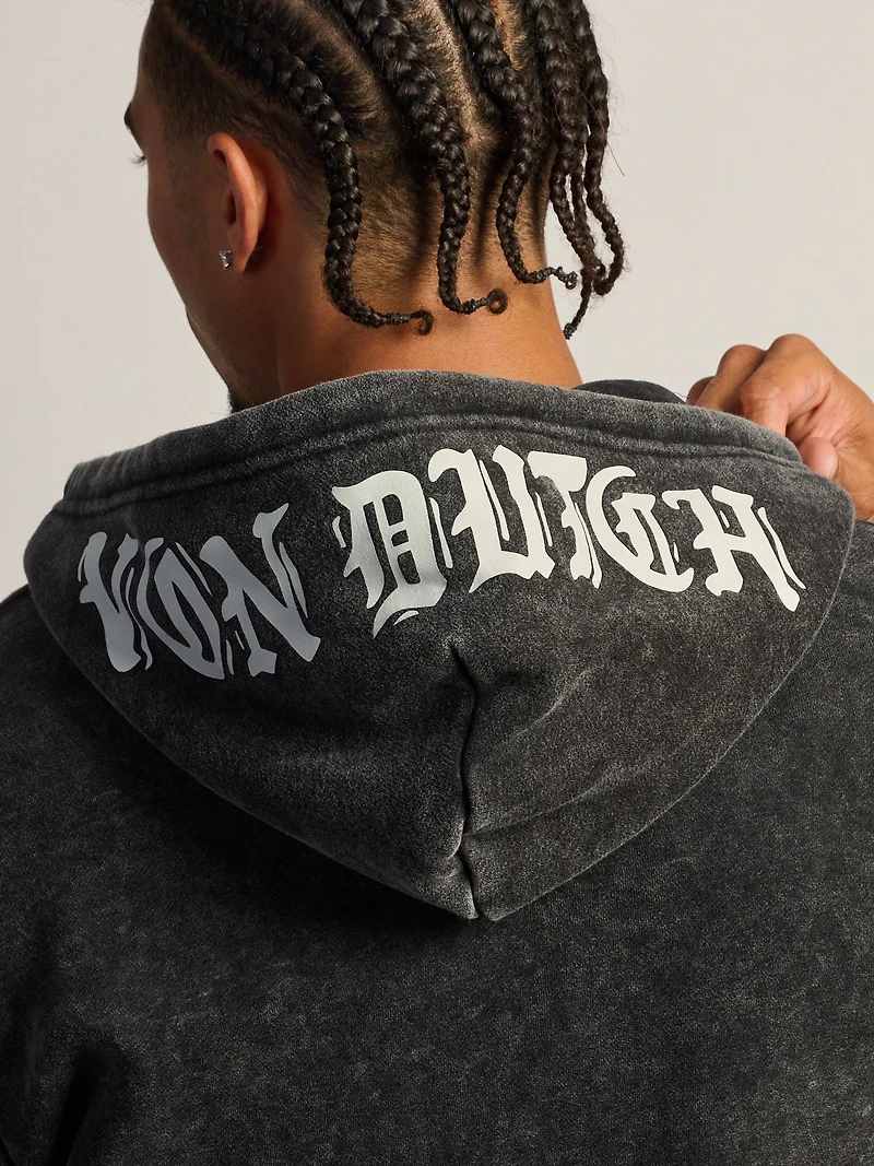 VON DUTCH HALF ZIP WASH HOODIE
