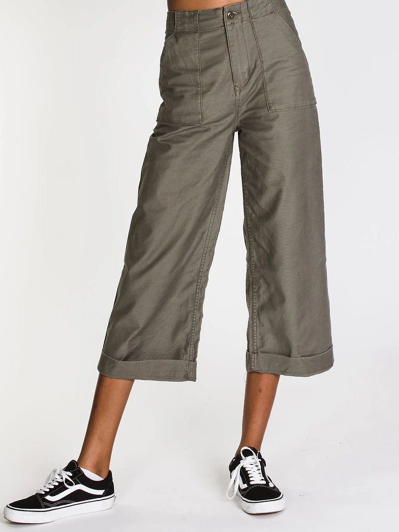 WOMENS ARMY WHALER WIDE LEG - OLIVE CLEARANCE