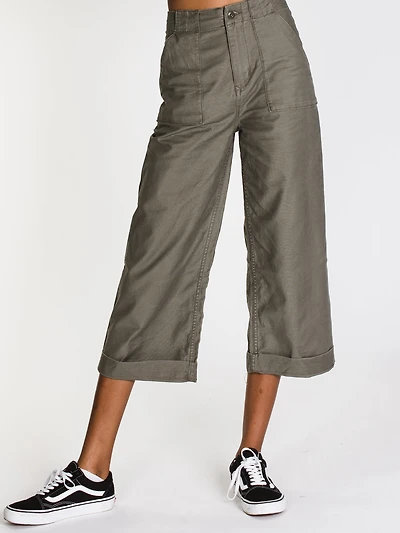 WOMENS ARMY WHALER WIDE LEG - OLIVE CLEARANCE