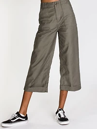 WOMENS ARMY WHALER WIDE LEG - OLIVE CLEARANCE