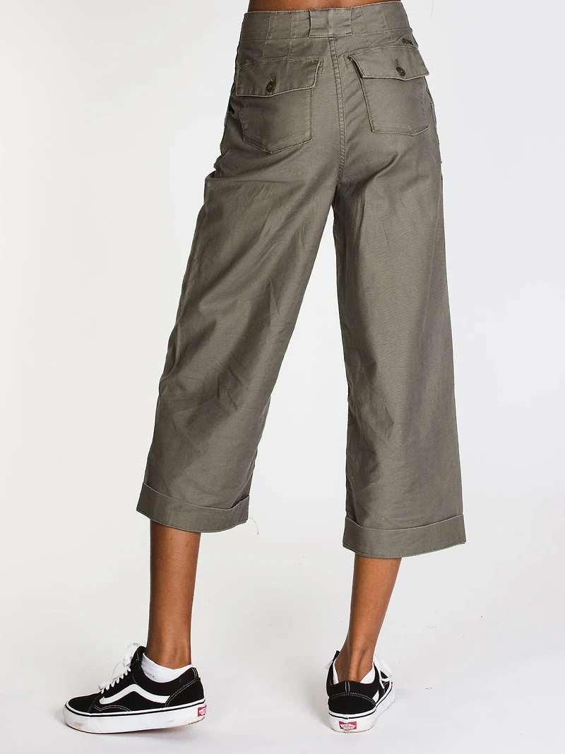 WOMENS ARMY WHALER WIDE LEG - OLIVE CLEARANCE