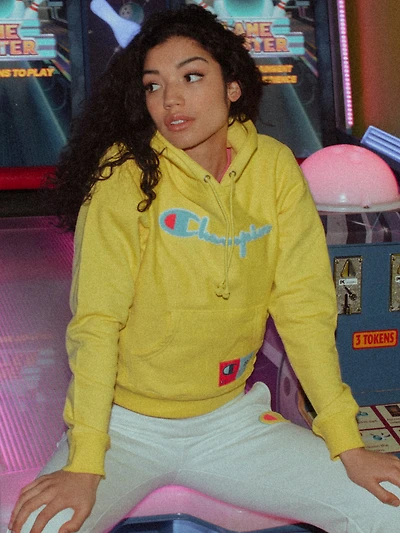 SWEAT À CAPUCHE CHN REV WEAVE POUR FEMME - JAUNE LIQUIDATION