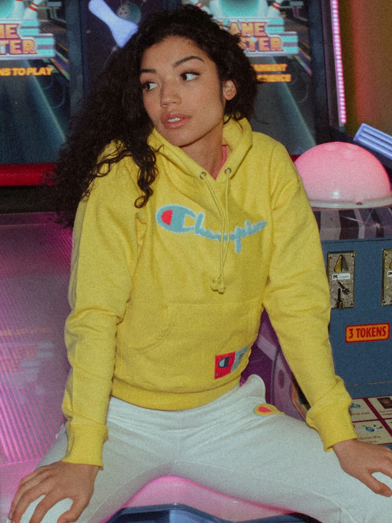 WOMENS REV WEAVE CHN PULLOVER HOODIE - YELLOW CLEARANCE