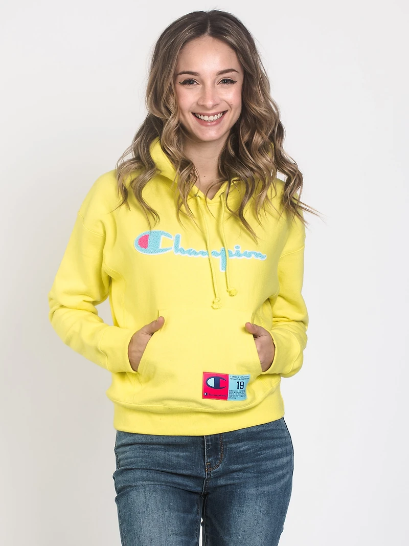 WOMENS REV WEAVE CHN PULLOVER HOODIE - YELLOW CLEARANCE