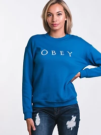 WOMENS NOVEL OBEY 2 CREWNECK - CLEARANCE