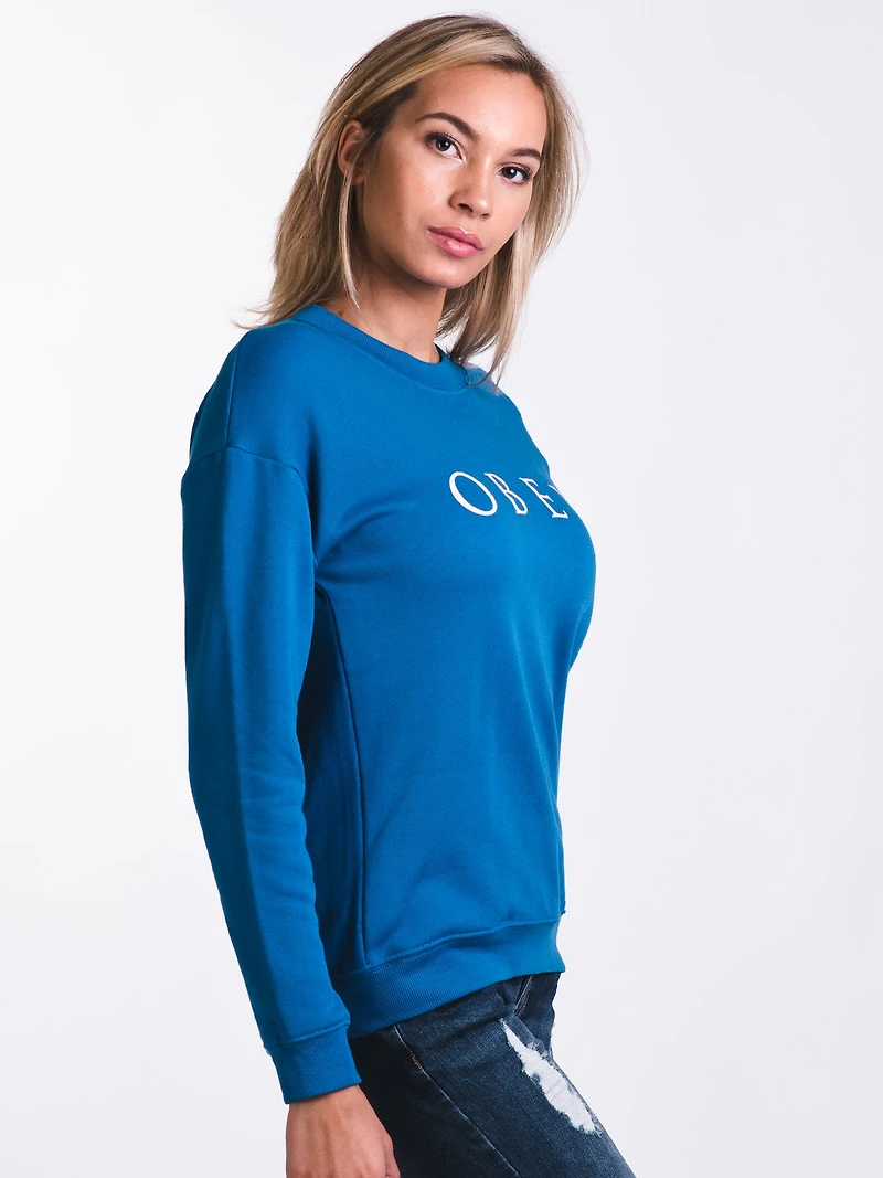 WOMENS NOVEL OBEY 2 CREWNECK - CLEARANCE