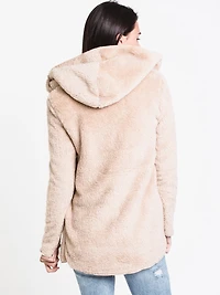 WOMENS HOODED SHERPA COAT - SND CLEARANCE