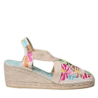 Montjoi - La sandale compensée brodée