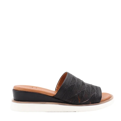 Mule compensée Dana – Cuir Gravé & Confort Absolu