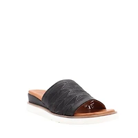 Mule compensée Dana – Cuir Gravé & Confort Absolu