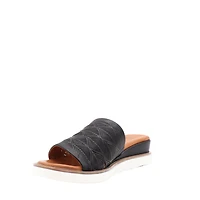 Mule compensée Dana – Cuir Gravé & Confort Absolu