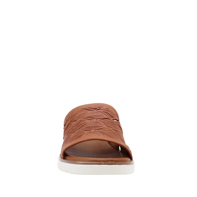 Mule compensée Dana – Cuir Gravé & Confort Absolu