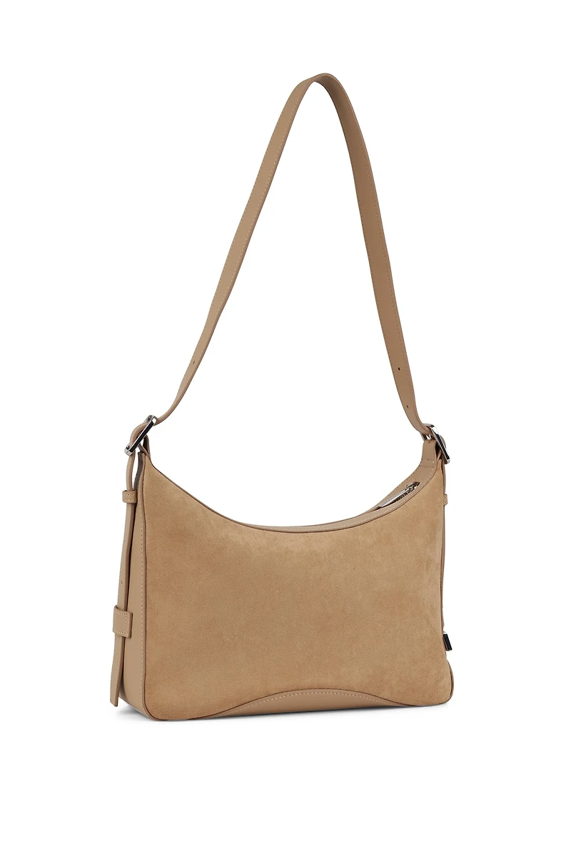 Le Audrey - Sac à main 2-en-1 en suède vegan beige