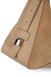 Le Audrey - Sac à main 2-en-1 en suède vegan beige
