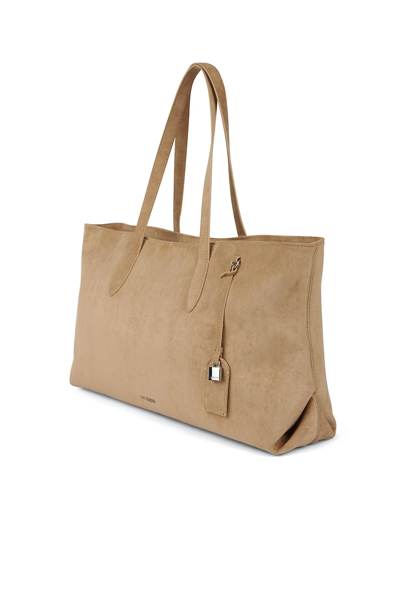 Le Britney - Sac fourre-tout en suede vegan beige