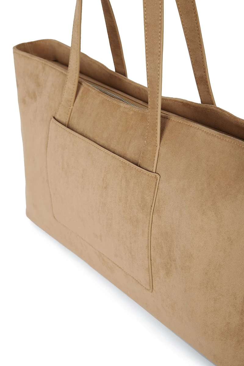 Le Britney - Sac fourre-tout en suede vegan beige