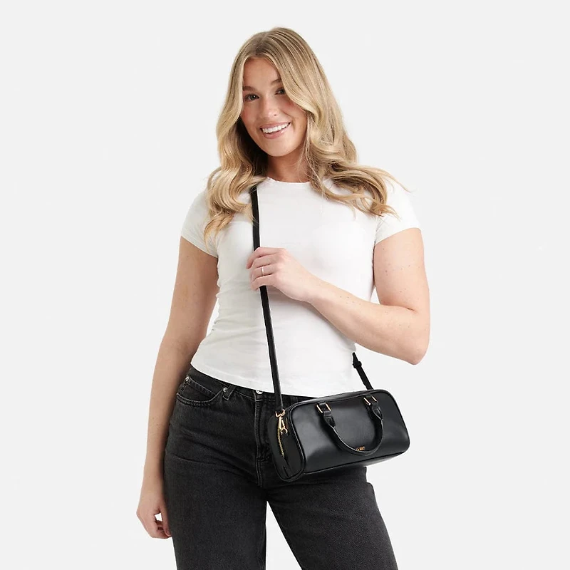 Le Camille - Sac à main 2-en-1 en cuir vegan noir