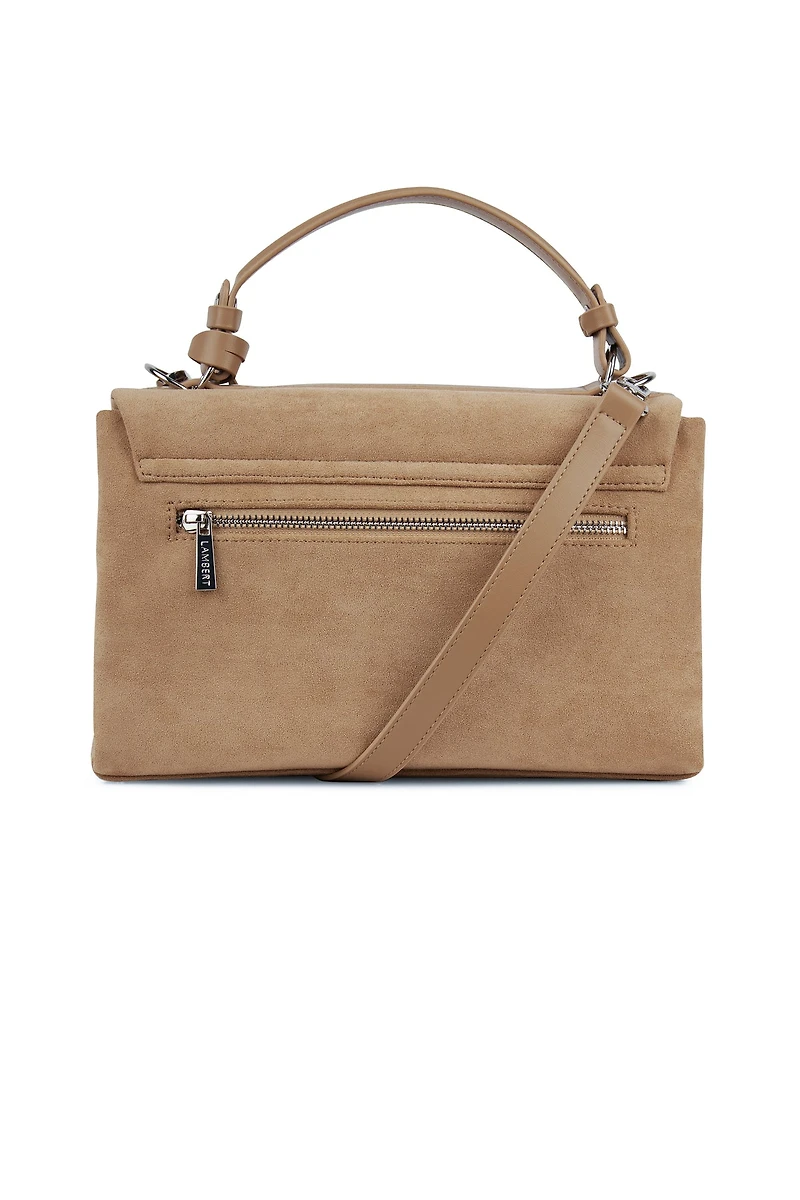 Le Freya- Sac à main 2-en-1 en suede vegan beige