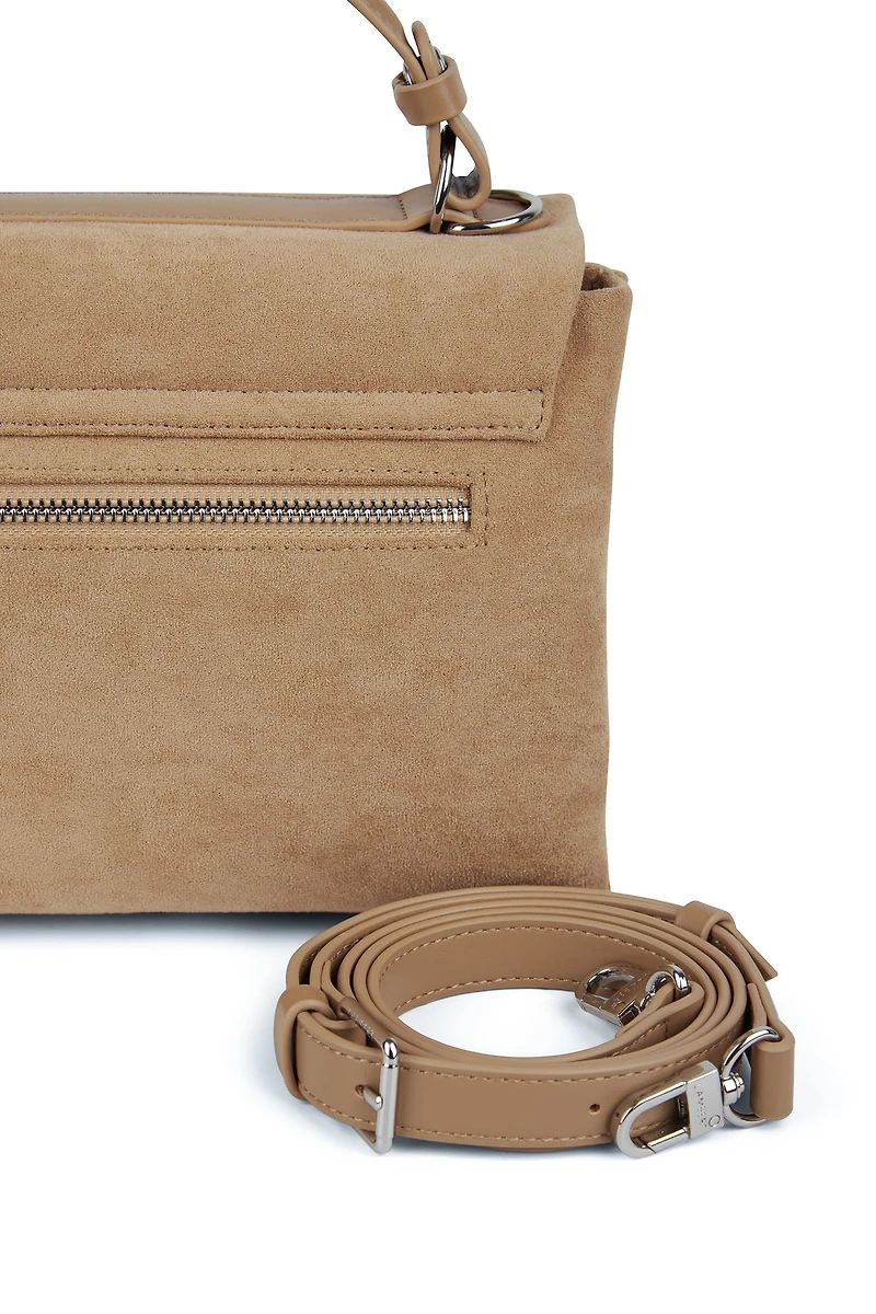 Le Freya- Sac à main 2-en-1 en suede vegan beige