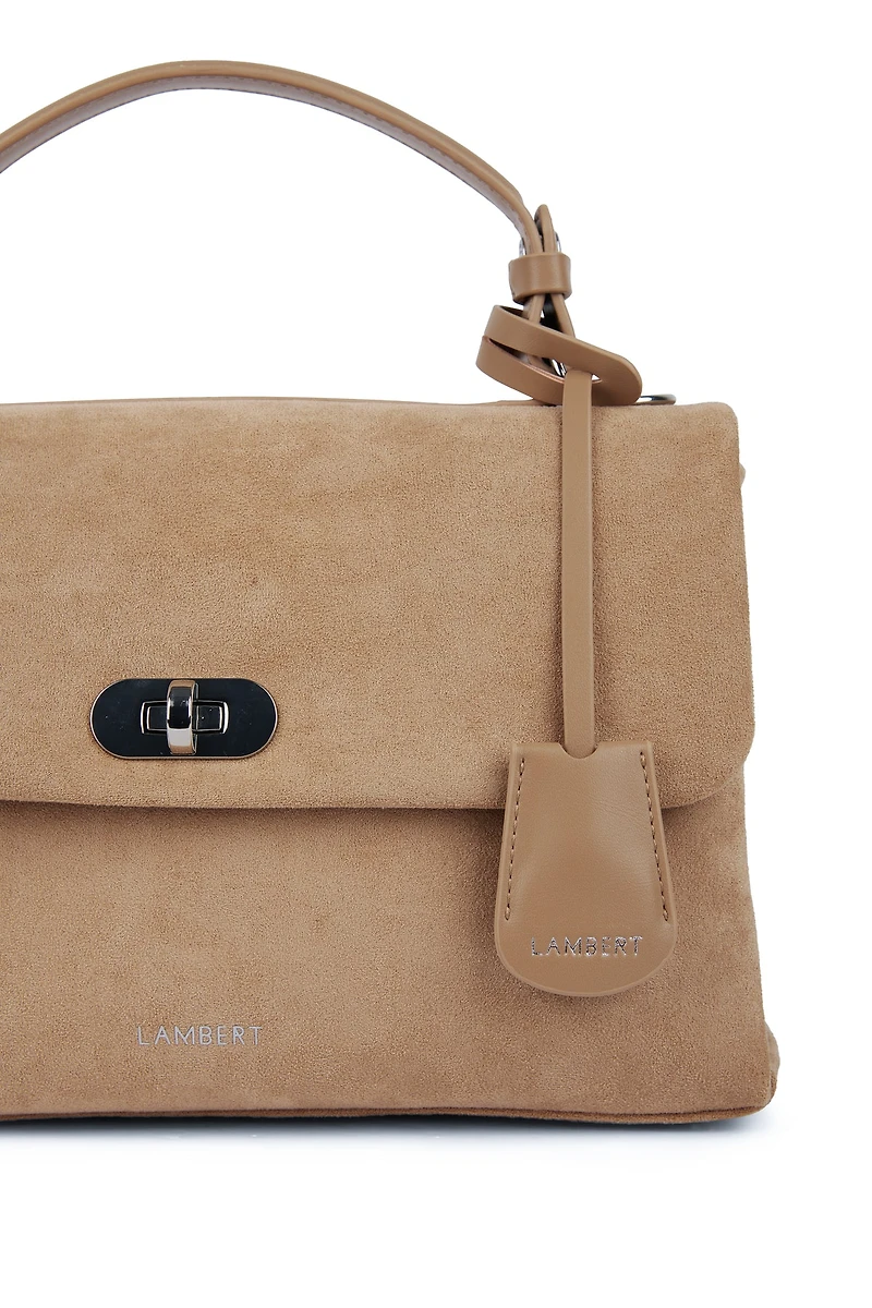 Le Freya- Sac à main 2-en-1 en suede vegan beige