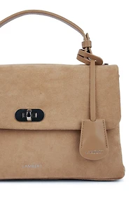Le Freya- Sac à main 2-en-1 en suede vegan beige
