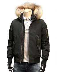 Bomber Jacket With Removable Racoon Fur