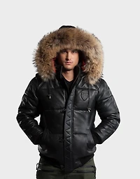 Arctic All Leather Winter Jacket With Natural Fur