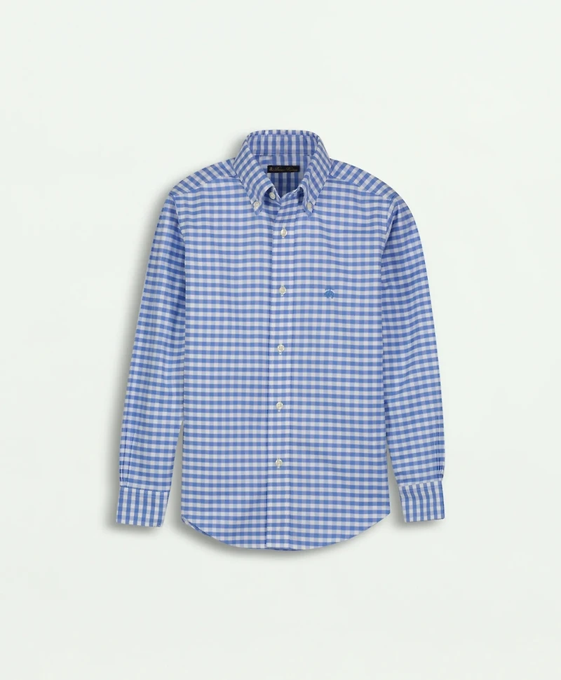 Boys Non-Iron Stretch Cotton Oxford Gingham Sport Shirt