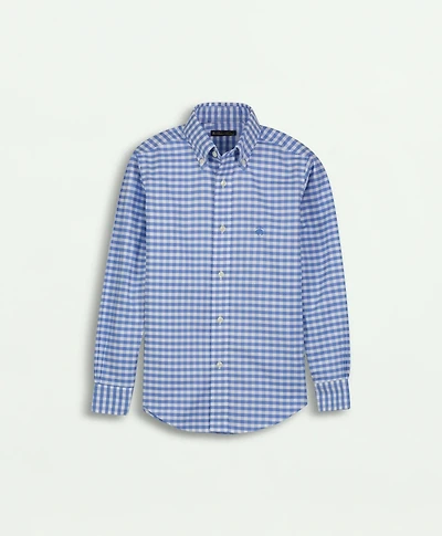 Boys Non-Iron Stretch Cotton Oxford Gingham Sport Shirt