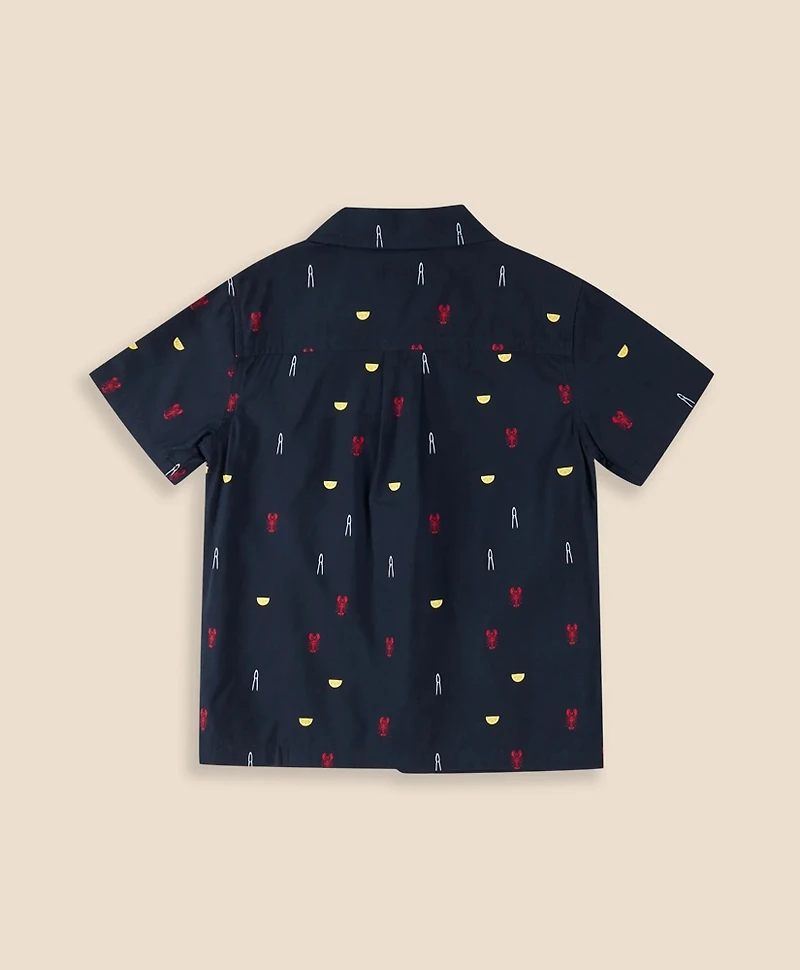 Boys Cotton Blend Lobster Bake Camp Collar Shirt