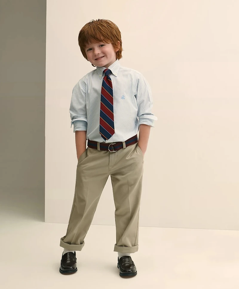 Boys Non-Iron Stretch Cotton Striped Oxford Sport Shirt
