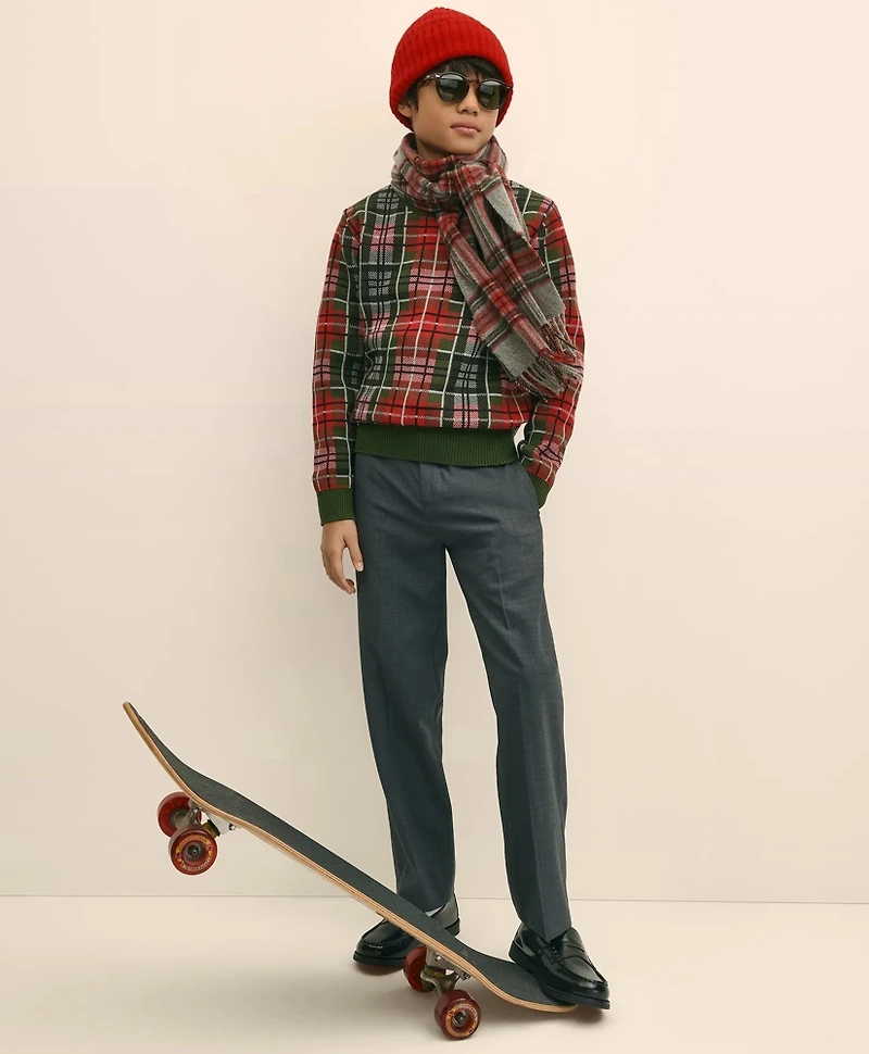 Boys Cotton Jacquard Tartan Sweater
