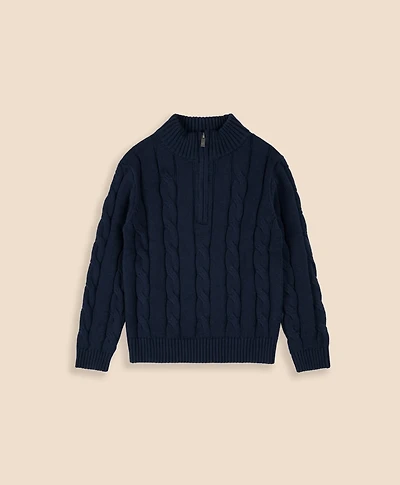 Boys Cotton Cable Knit Half-Zip Sweater