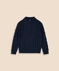 Boys Cotton Cable Knit Half-Zip Sweater
