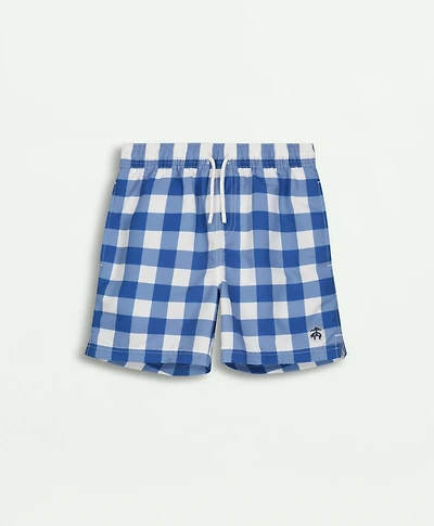 Boys Gingham Swim Trunks