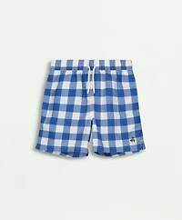 Boys Gingham Swim Trunks