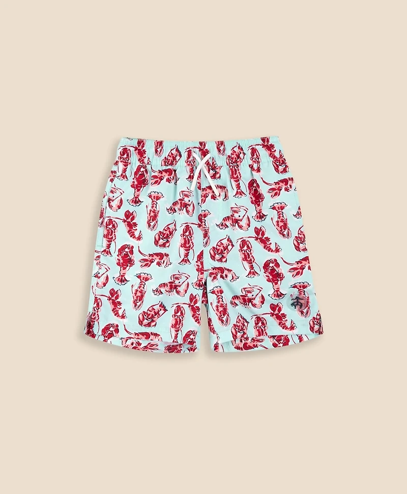 Boys Lobster Print Swim Trunks