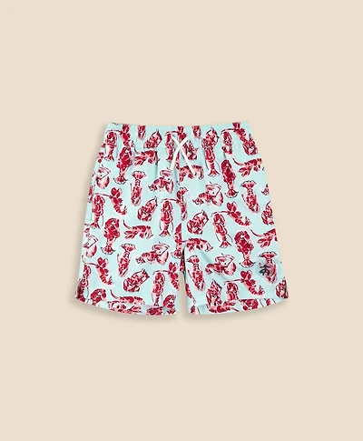 Boys Lobster Print Swim Trunks