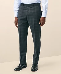 Classic-Fit Stretch Wool Blend Windowpane Suit Pants