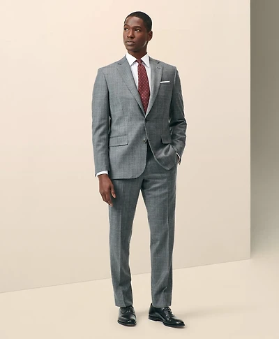 Classic-Fit Stretch Wool Blend Check Suit Pants