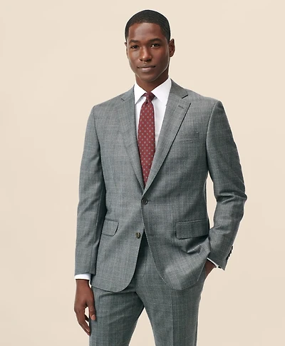 Classic-Fit Stretch Wool Blend Check Suit Jacket