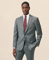 Classic-Fit Stretch Wool Blend Check Suit Jacket