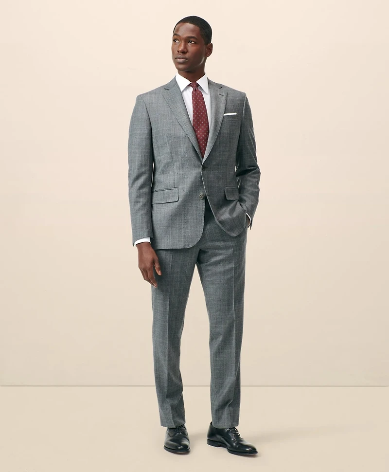 Classic-Fit Stretch Wool Blend Check Suit Jacket