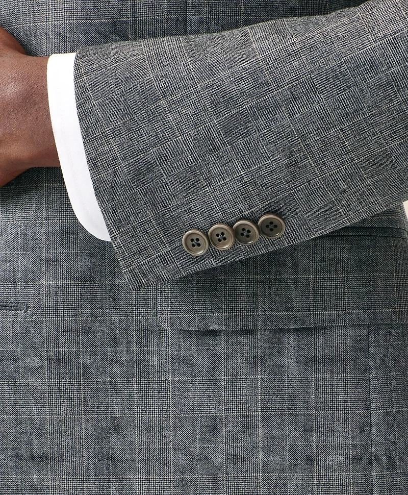 Classic-Fit Stretch Wool Blend Check Suit Jacket
