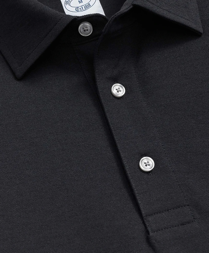 Spread Collar Long-Sleeve Polo Shirt