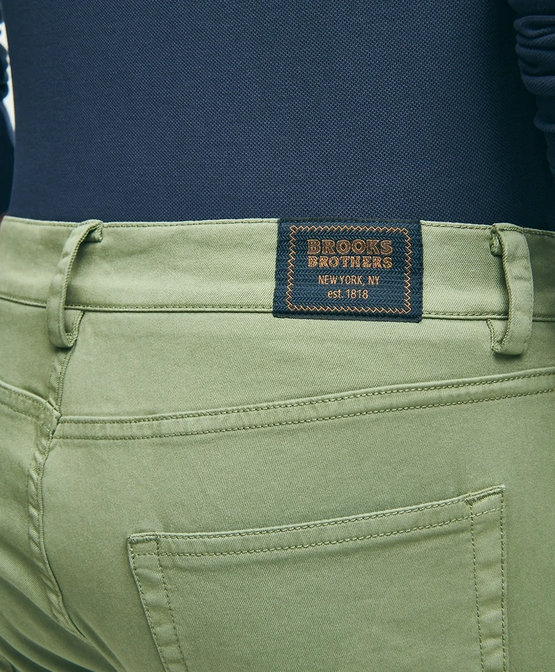 Slim Fit Five-Pocket Stretch Cotton Garment Dyed Pants