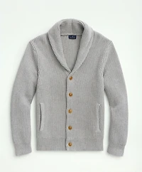 Ribbed Cotton Shawl Collar Cardigan