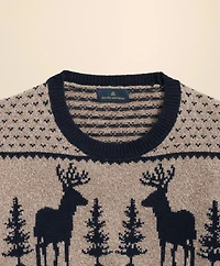 Merino-Wool Blend Jacquard Moose Sweater